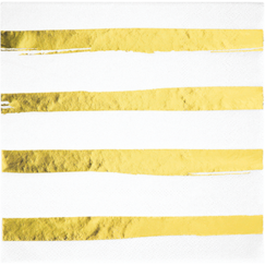 Metallic Gold Stripes On White Napkins - pk16