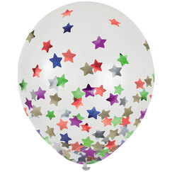 Clear Balloons w/ Stars Confetti (30cm) - pk6