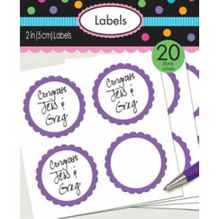 Purple Scalloped Blank Sticker Labels - pk20
