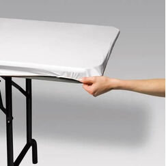 White Plastic Stay Put Tablecloth