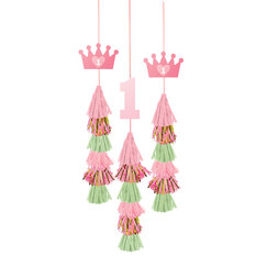 Pink 1st Birthday Tassel Decorations - pk3