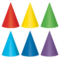 Colour Party Cone Hats - pk12