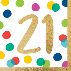 21 Birthday Dots Napkins - pk16