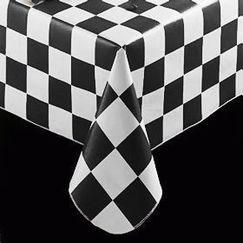 Black And White Checkered Flag Tablecloth