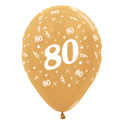 Gold 80 Balloons - pk6