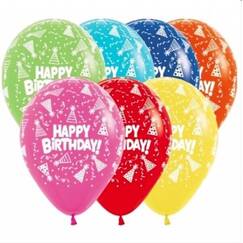 Birthday Hats Assorted Balloons - pk12