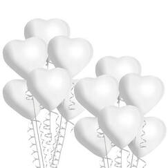 White Heart Shape Balloons - pk12
