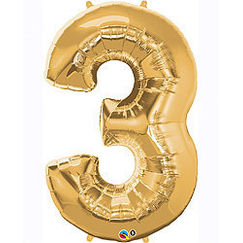 Number 3 Balloon - Gold