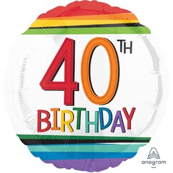 Rainbow 40th Birthday Balloon (45cm)