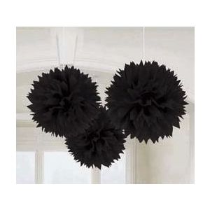 Black Hanging Fluffy Balls - pk3