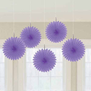 Purple Mini Fan Decorations - pk5
