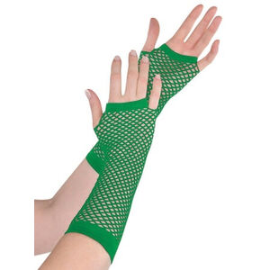 Green Fishnet Gloves - Long