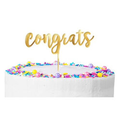 Hot Stamped Gold Congrats Cake Topper Pick