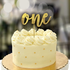 Gold One Mirrored Cake Topper
