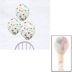 Clear Balloons w/ Multi Coloured Confetti (30cm) - pk6