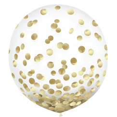Clear Balloons w/ Gold Confetti (60cm) pk2