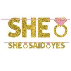 She Said Yes Gold Letter Banner