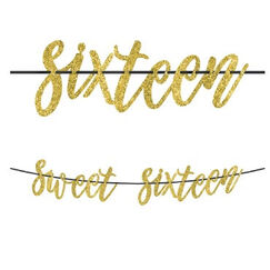 Gold Sweet Sixteen Banner