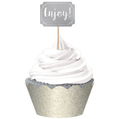 Silver Hot Stamped Cupcake Kit for 24