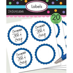 Royal Blue Scalloped Blank Sticker Labels - pk20