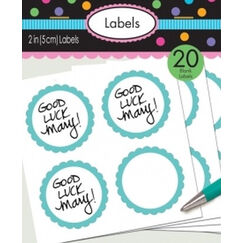 Robins Egg Scalloped Blank Sticker Labels - pk20