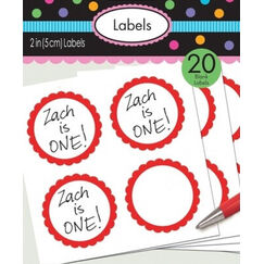 Red Scalloped Blank Sticker Labels - pk20