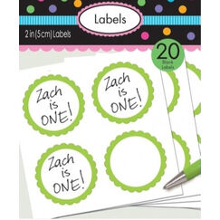 Lime Green Scalloped Blank Sticker Labels - pk20