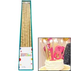 Gold Extra Tall Candles (25cm) - pk12