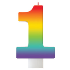 Number 1 Rainbow Candle