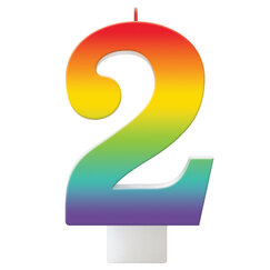 Number 2 Rainbow Candle
