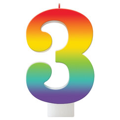 Number 3 Rainbow Candle