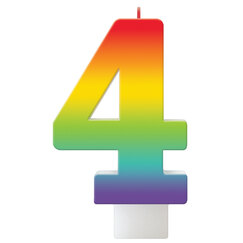 Number 4 Rainbow Candle