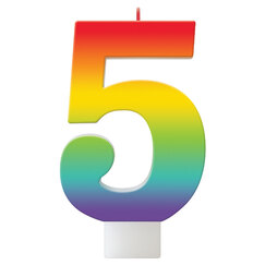 Number 5 Rainbow Candle