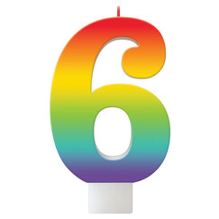 Number 6 Rainbow Candle