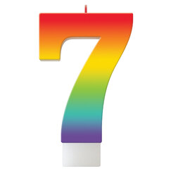 Number 7 Rainbow Candle