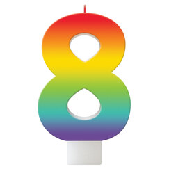 Number 8 Rainbow Candle