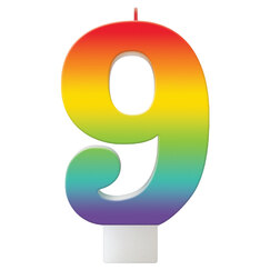Number 9 Rainbow Candle
