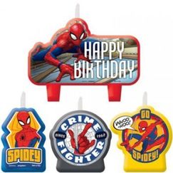 Webbed Spiderman Mini Birthday Candles - pk4