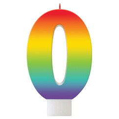 Number 0 Rainbow Candle