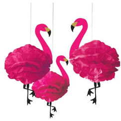 Hanging Fluffy Pink Flamingo - pk3