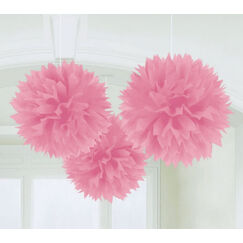 Hanging Pink Fluffy Balls - pk3