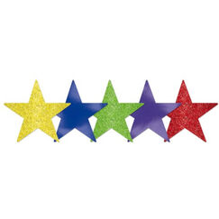 Rainbow Glitter Star Cutouts (12.7cm) - pk5
