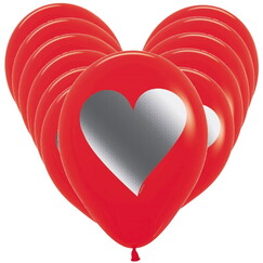 METALink Heart On Red Latex Balloons - pk12