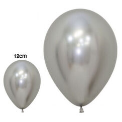 Silver Small 12cm Reflex Balloons - pk50
