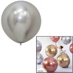Silver 60cm Reflex Balloons - pk3