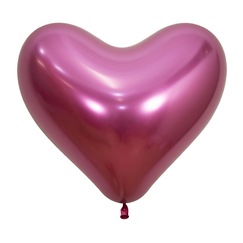 Fuchsia Heart Metallic Reflex Balloons - pk12