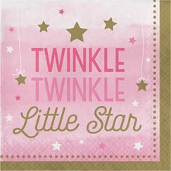 Large Pink Twinkle Twinkle Little Star Napkins - pk16