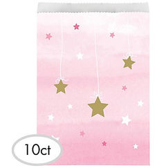 Pink Twinkle Twinkle Little Star Treat Bags - pk10