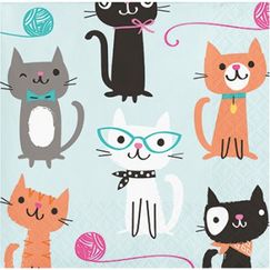 Small Purrfect Cat Party Napkins - pk16