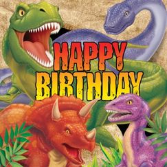 Large Dino Blast Birthday Napkins - pk16